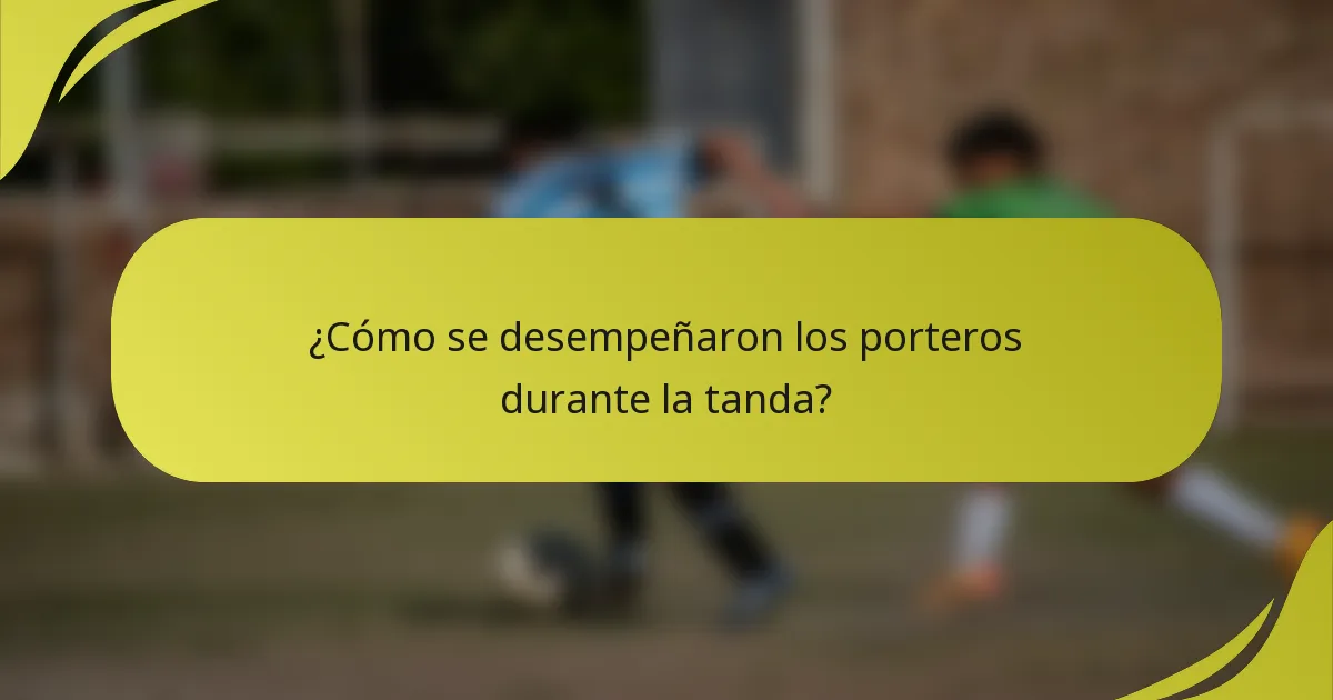 ¿Cómo se desempeñaron los porteros durante la tanda?